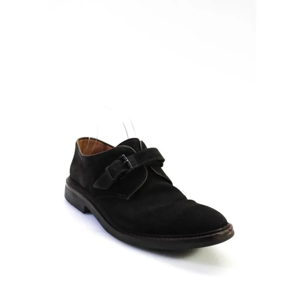 Heschung Mens Suede Buckled Strap Low Heeled Slip On Loafers Brown Size 8.5